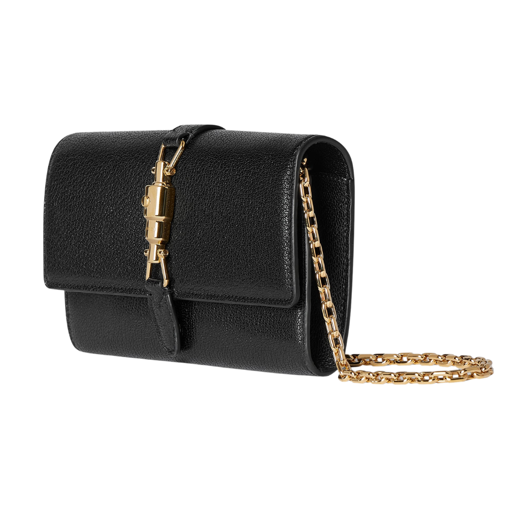 Gucci Jackie 1961 Leather Chain Wallet – Black