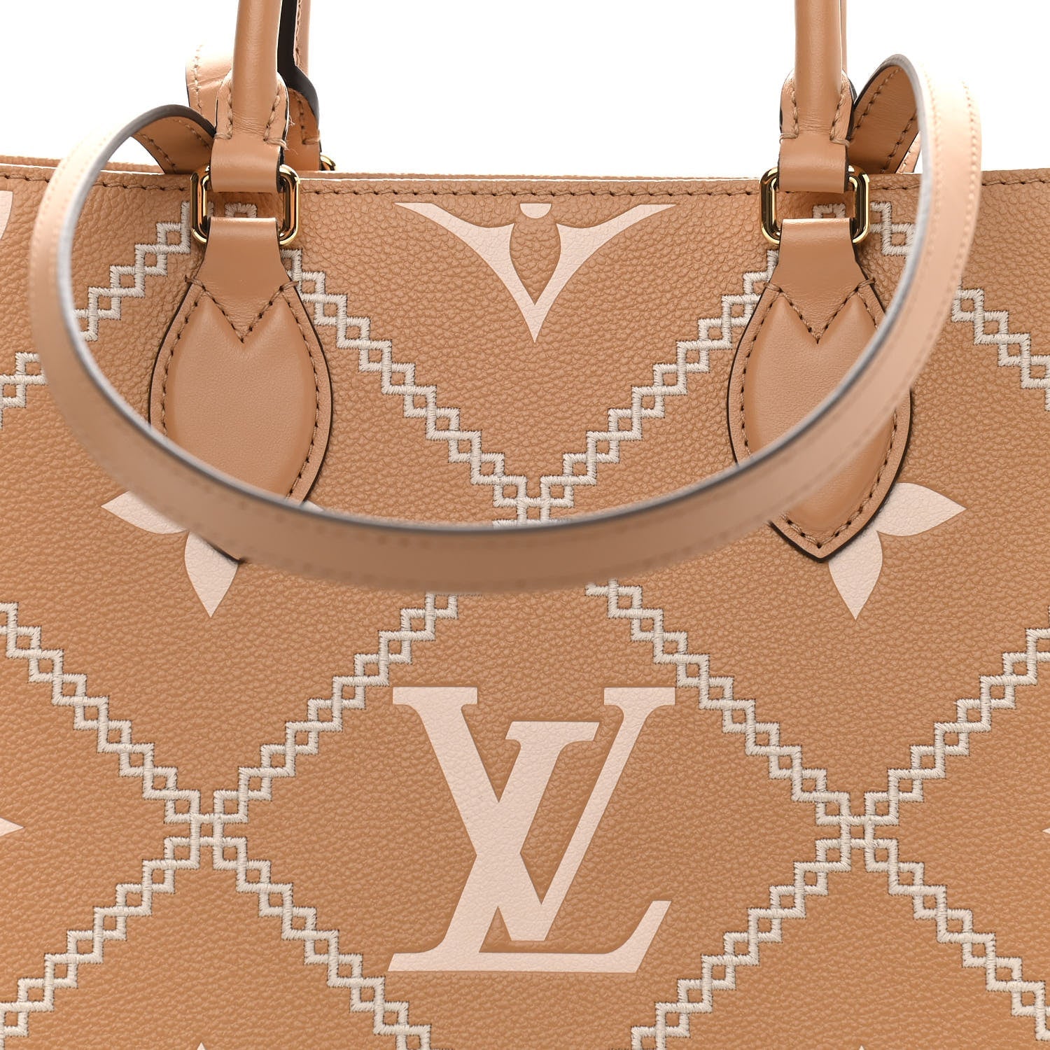 Louis Vuitton Empreinte Monogram Giant Broderies OnTheGo MM Tote Bag - Light Brown