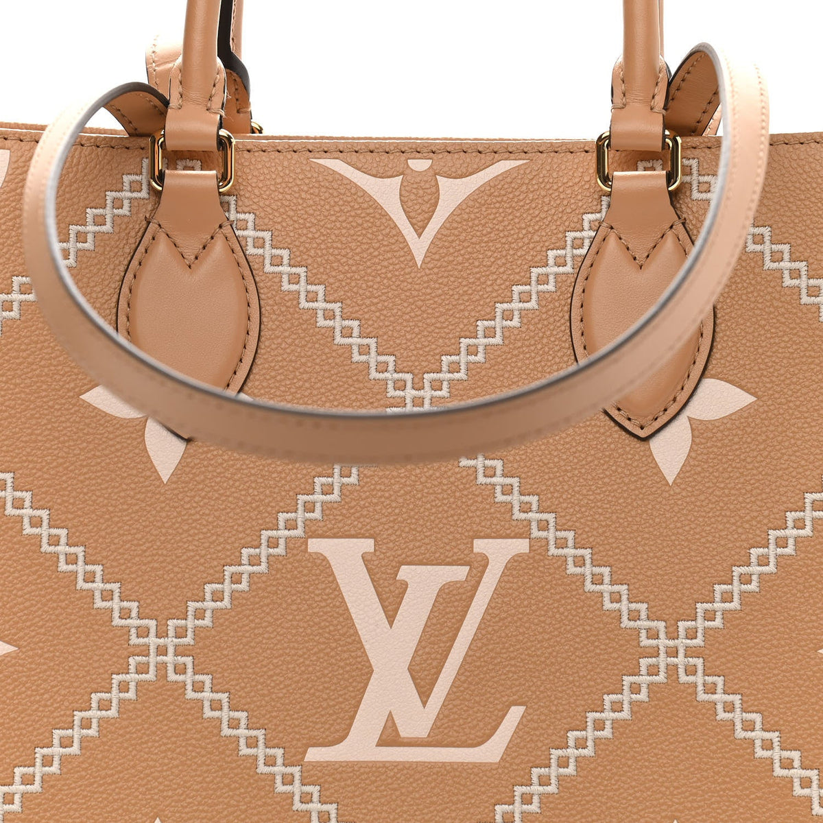 Louis Vuitton Empreinte Monogram Giant Broderies OnTheGo MM Tote Bag - Light Brown