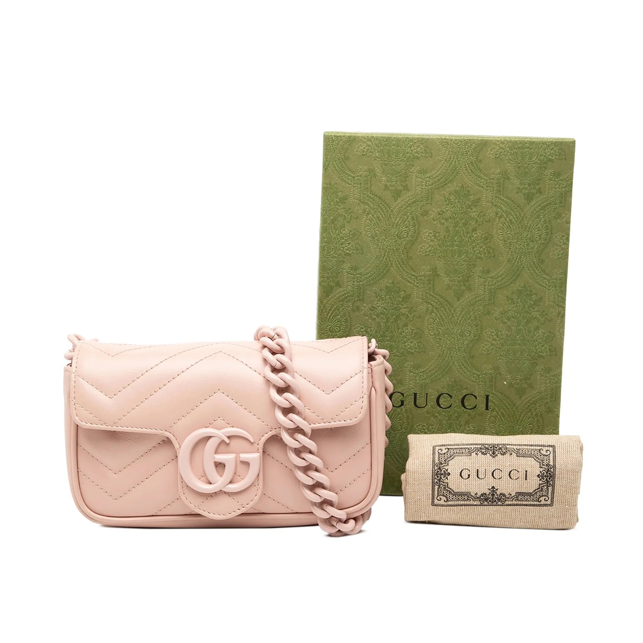Gucci GG Marmont Leather Chain Belt Bag – Pink
