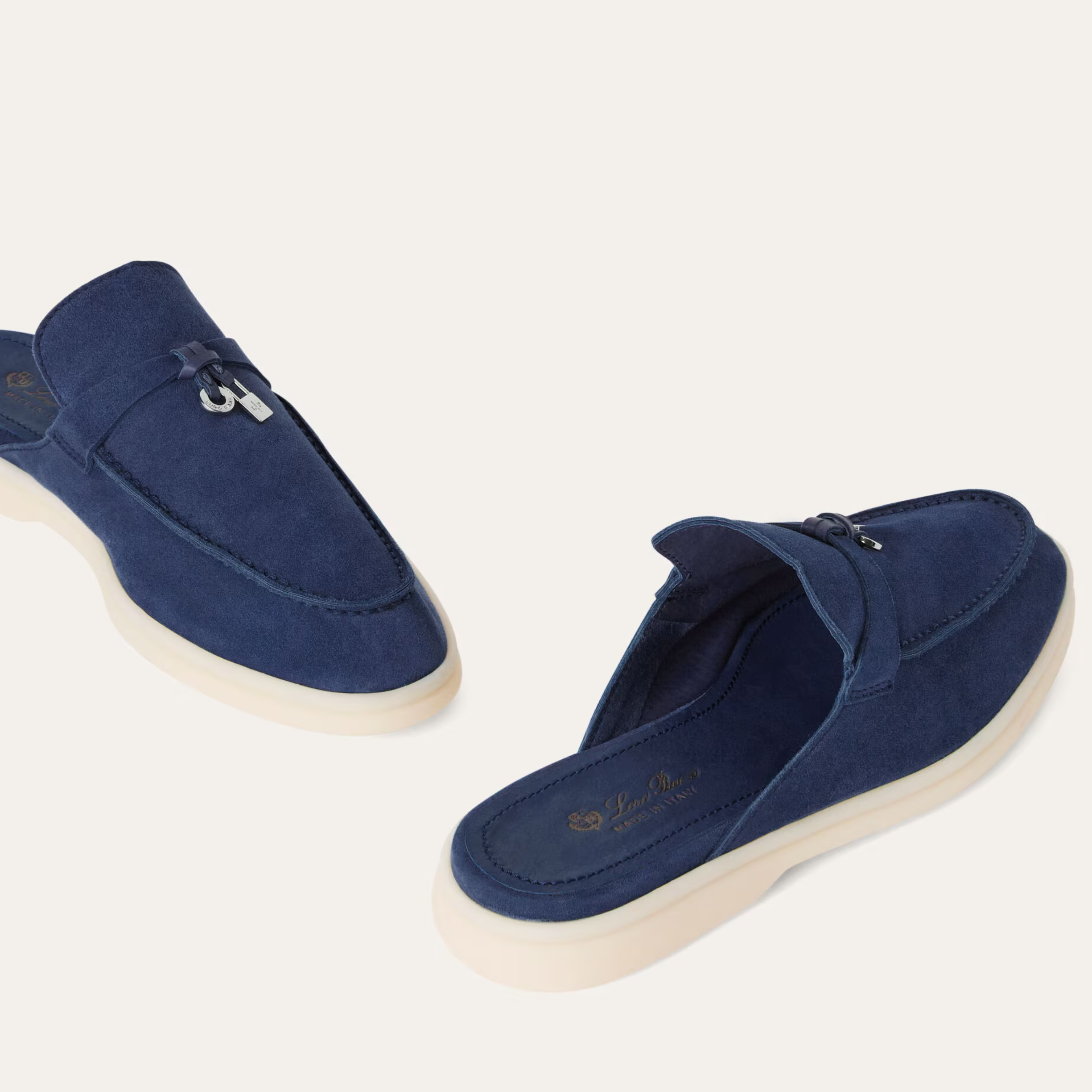 Loro Piana Babouche Charms Walk Suede Loafers - Blue Fluorite (010)