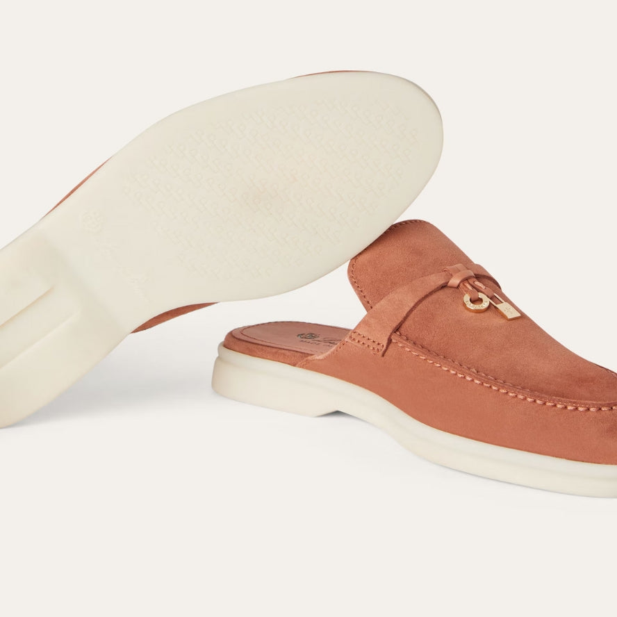 Loro Piana Babouche Charms Walk Suede Loafers - Dusty Orange (L0BF)