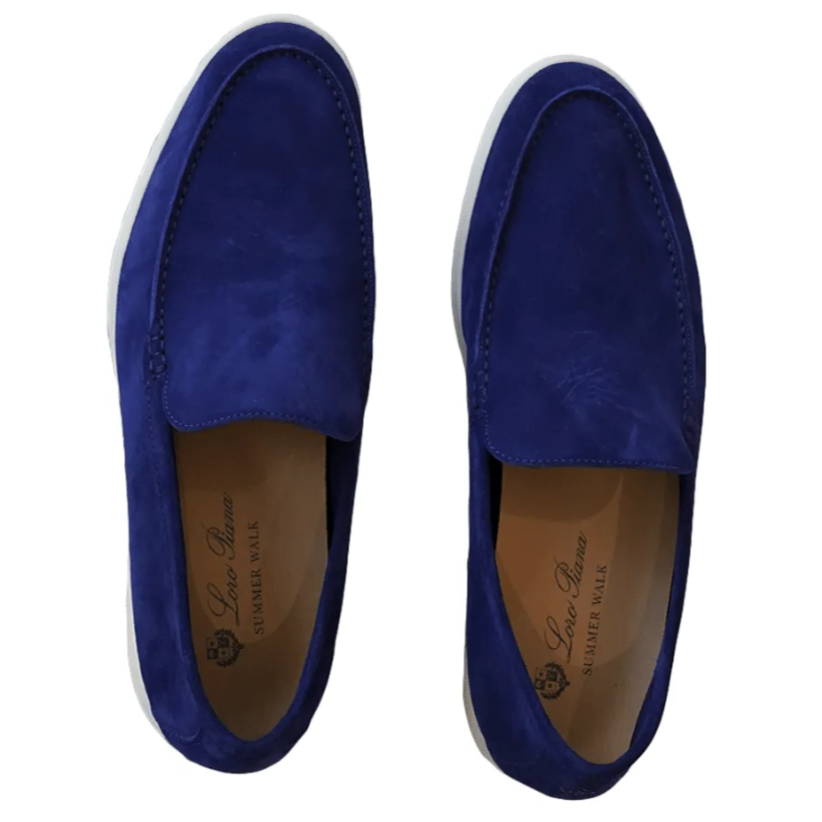 Loro Piana Summer Walk Suede Loafers - Deep Blue
