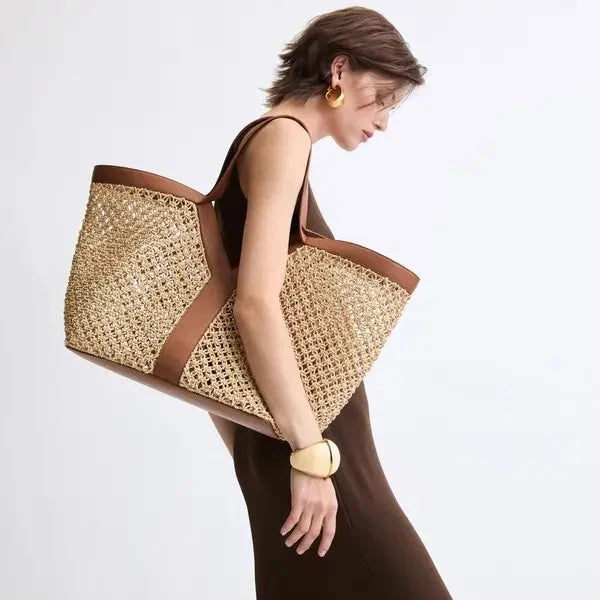 Gucci Raffia Y Tote Bag – Beige
