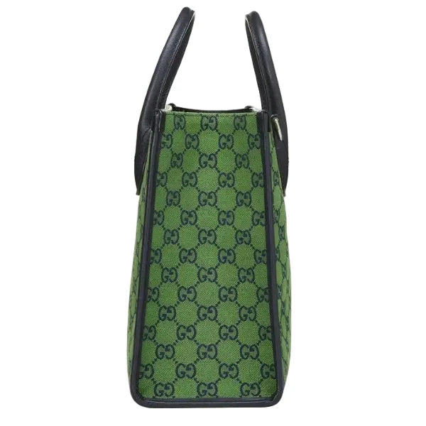 Gucci Leather-Trimmed Monogrammed Coated Tote Bag – Green
