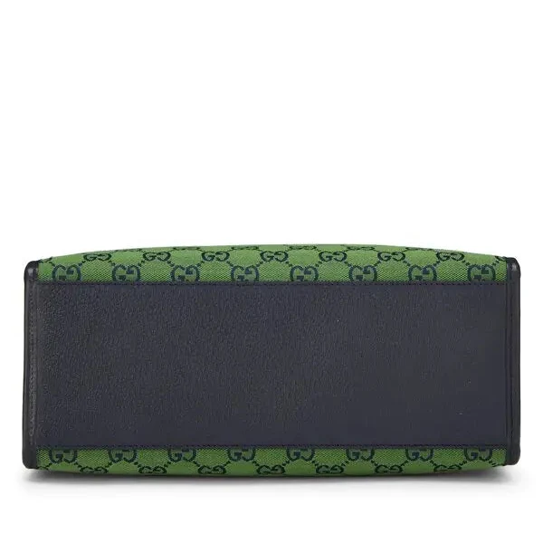 Gucci Leather-Trimmed Monogrammed Coated Tote Bag – Green