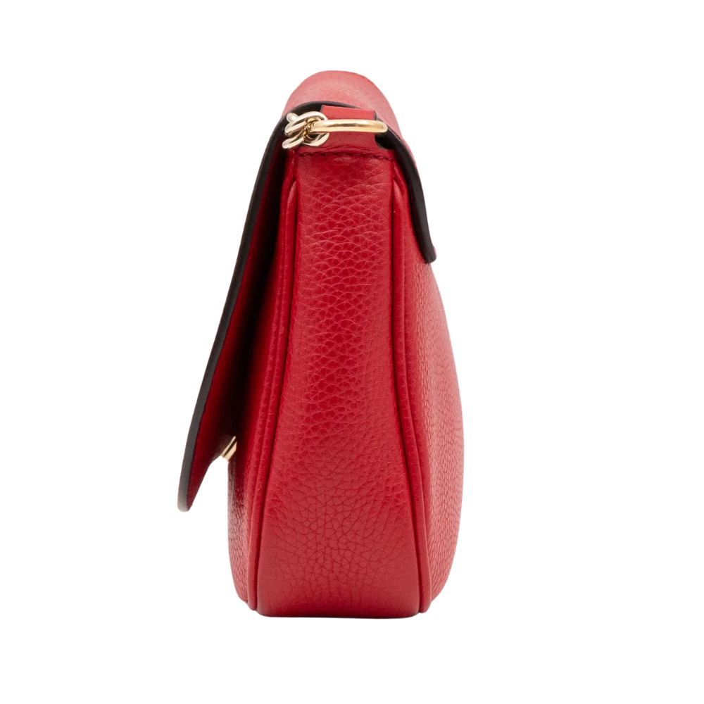 Gucci Soho Leather Flap Chain Shoulder Bag – Red
