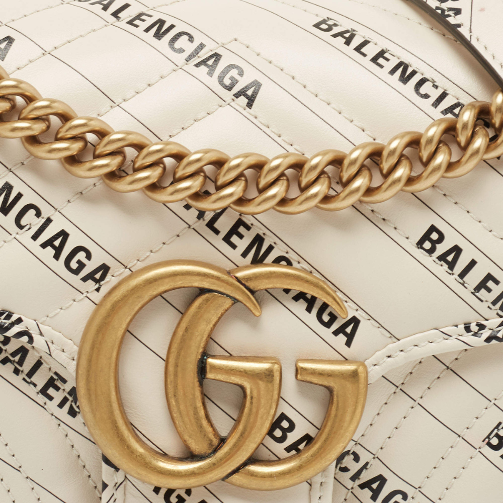 Gucci X Balenciaga GG Marmont Matelasse Shoulder Bag – White