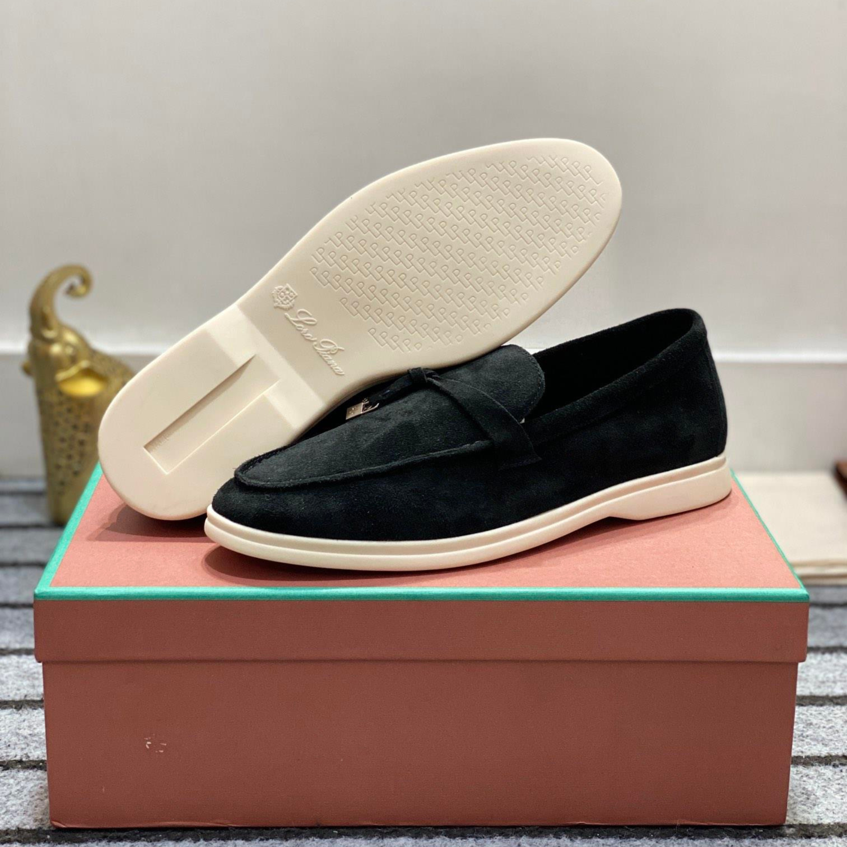 Loro Piana Summer Charm Suede Loafers - Black (029)