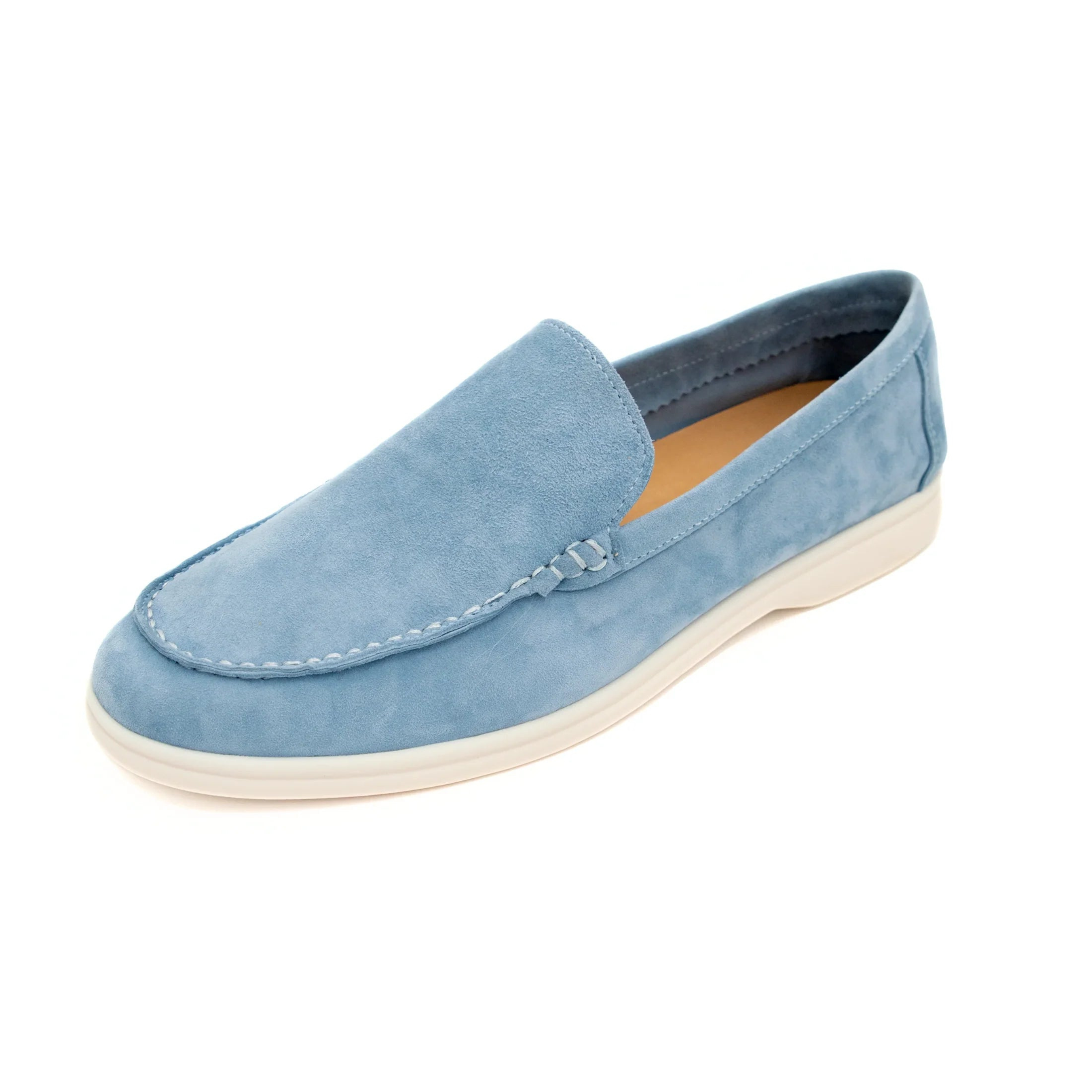 Loro Piana Summer Walk Suede Loafers - Polvere Blue