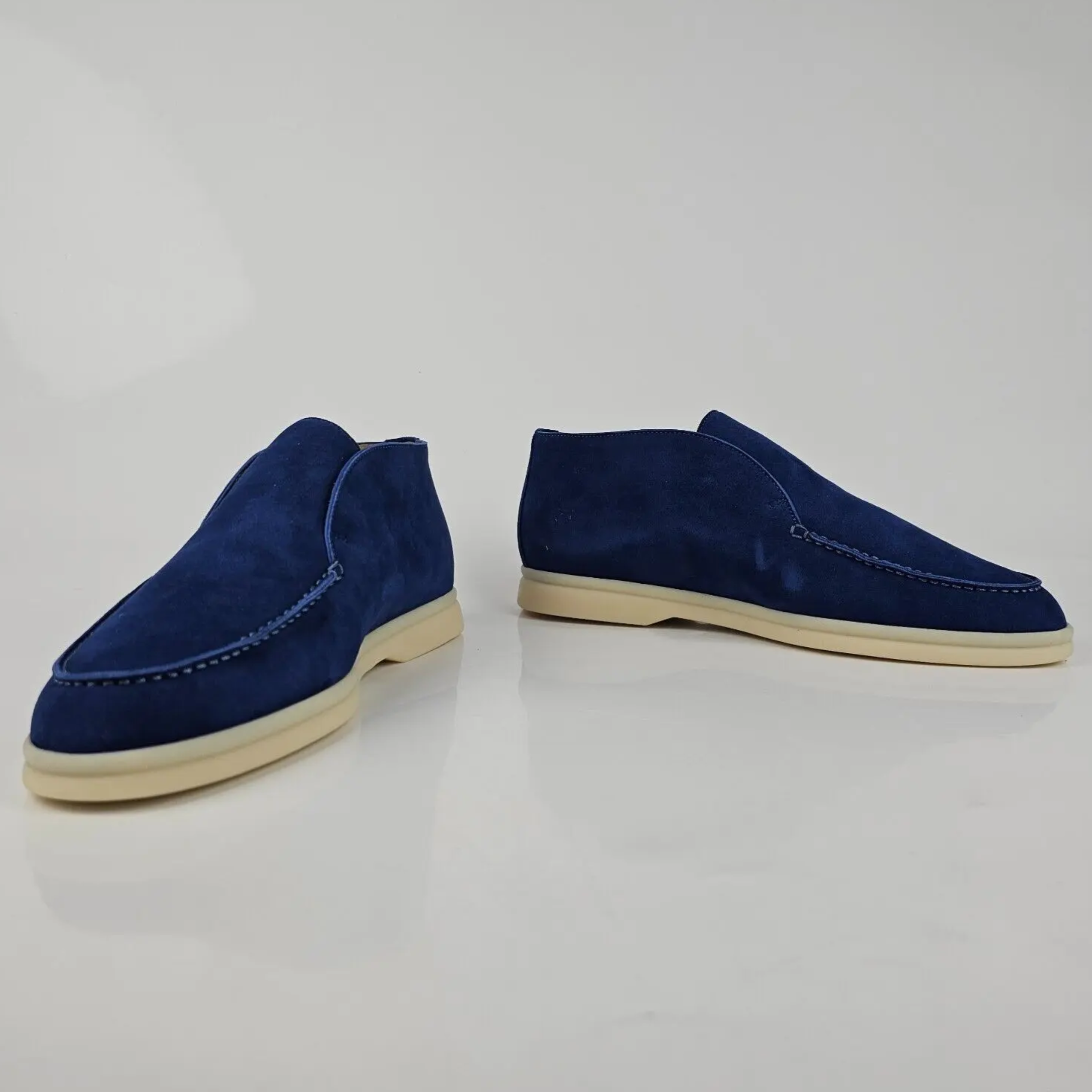 Loro Piana Open Walk Suede Ankle Boots - Dark Navy Blue (220)