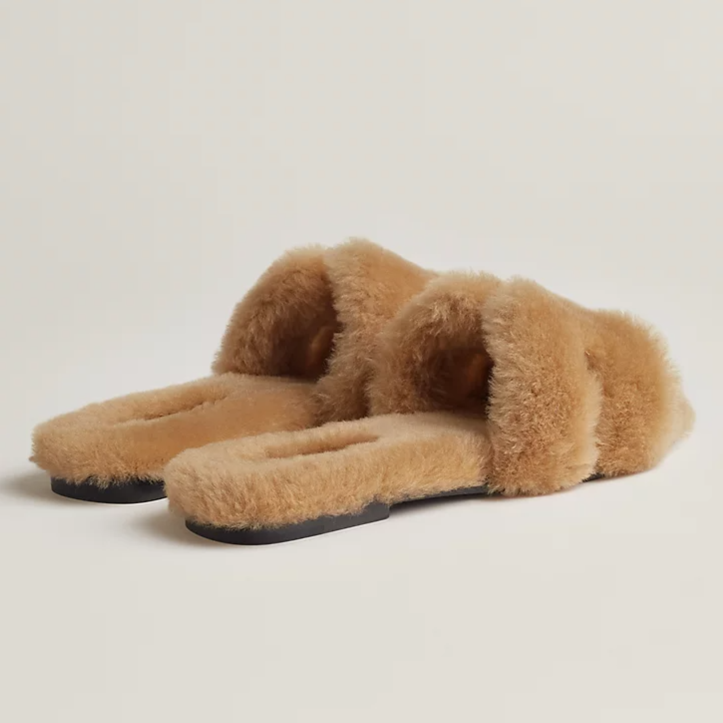 Hermes Woolskin Oran Sandal - Beige Argile