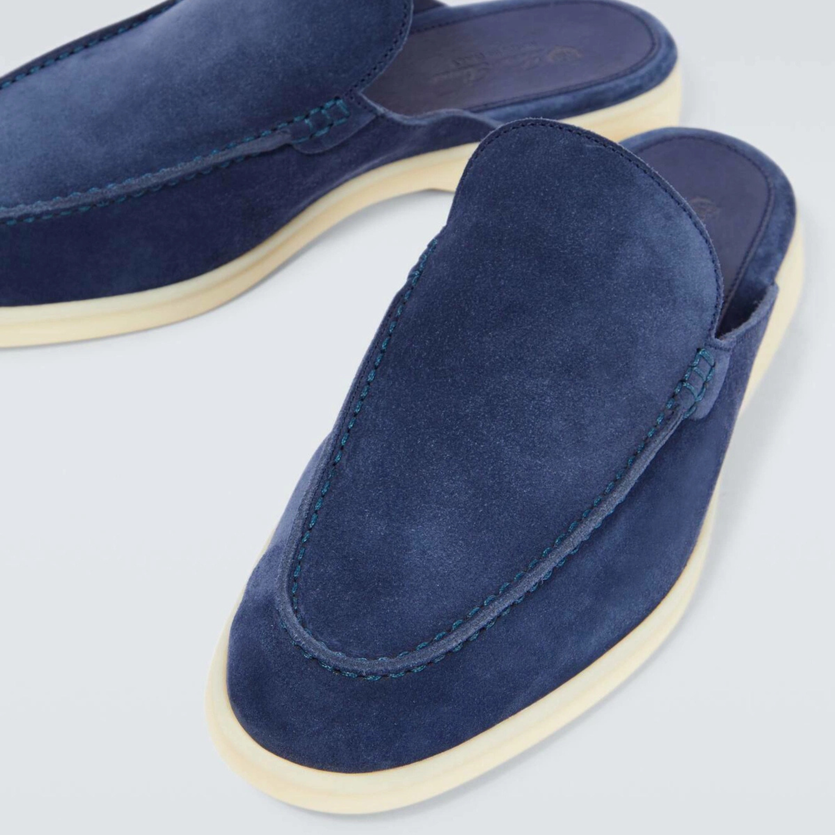 Loro Piana Babouche Walk Suede Slippers - Racing Blue (003)