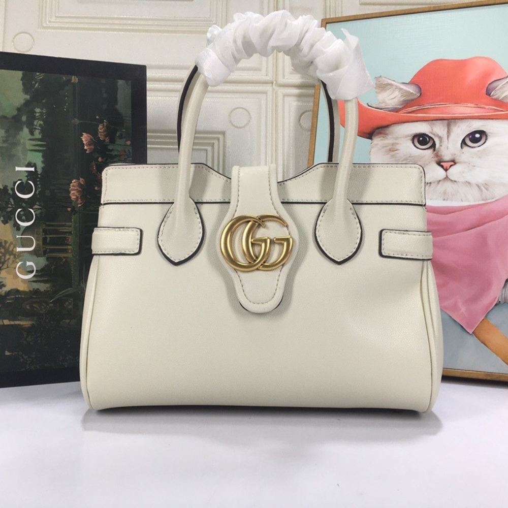 Gucci Small Top Handle Bag – White Calfskin