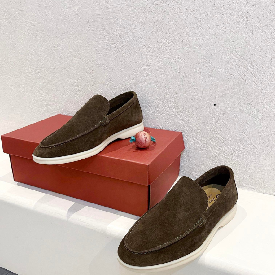 Loro Piana Summer Walk Suede Loafers - Warm Gray (MD84)