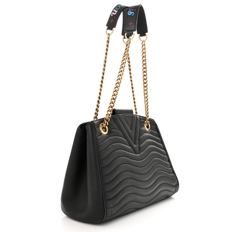 Louis Vuitton Calfskin New Wave Chain Tote Bag - Black