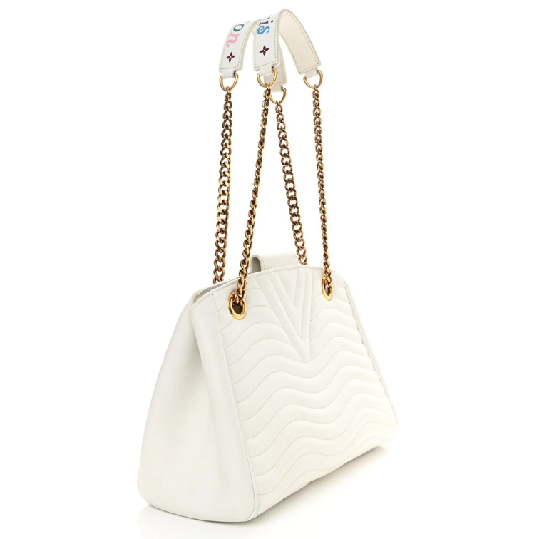 Louis Vuitton Calfskin New Wave Chain Tote Bag - White