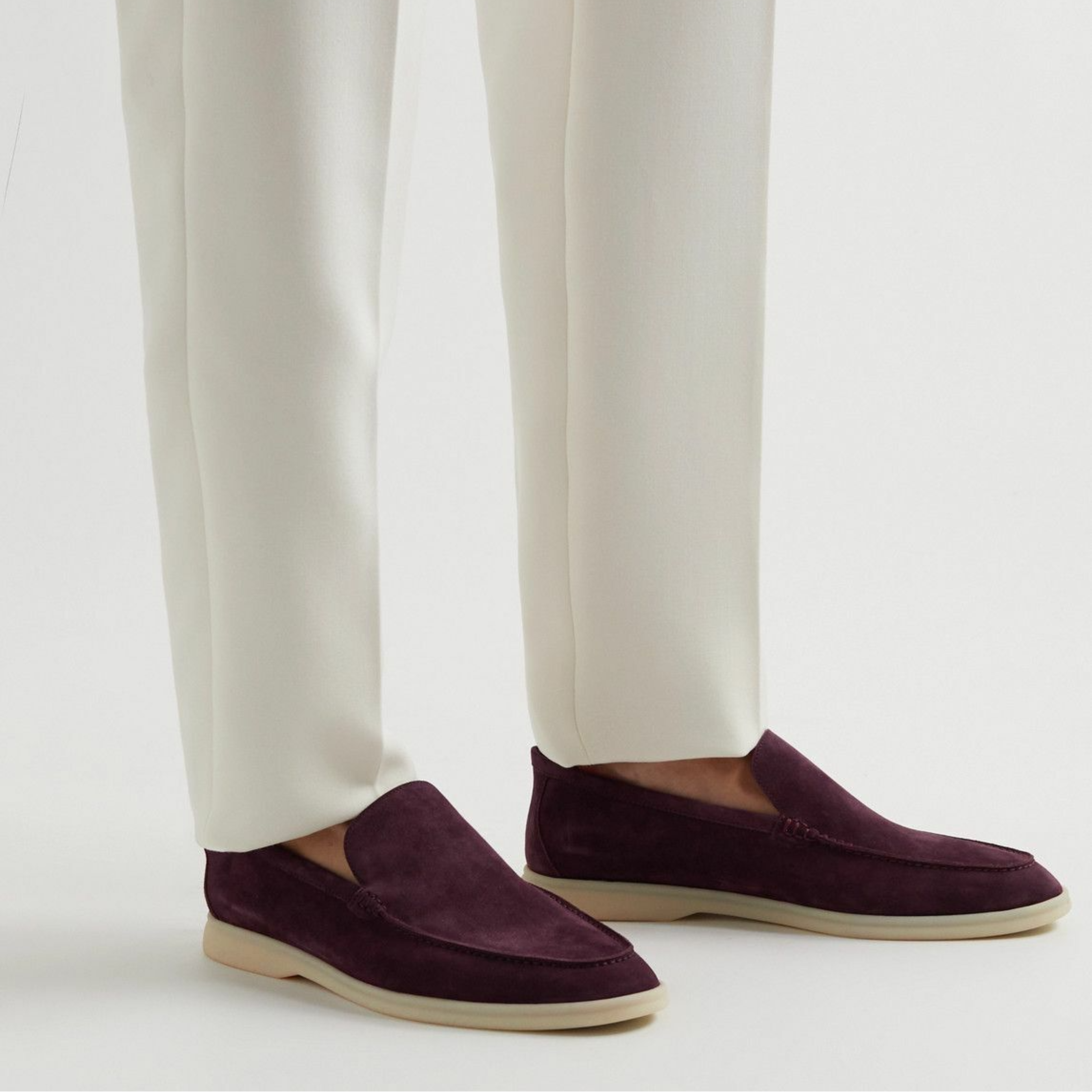 Loro Piana Summer Walk Suede Loafers - Burgundy