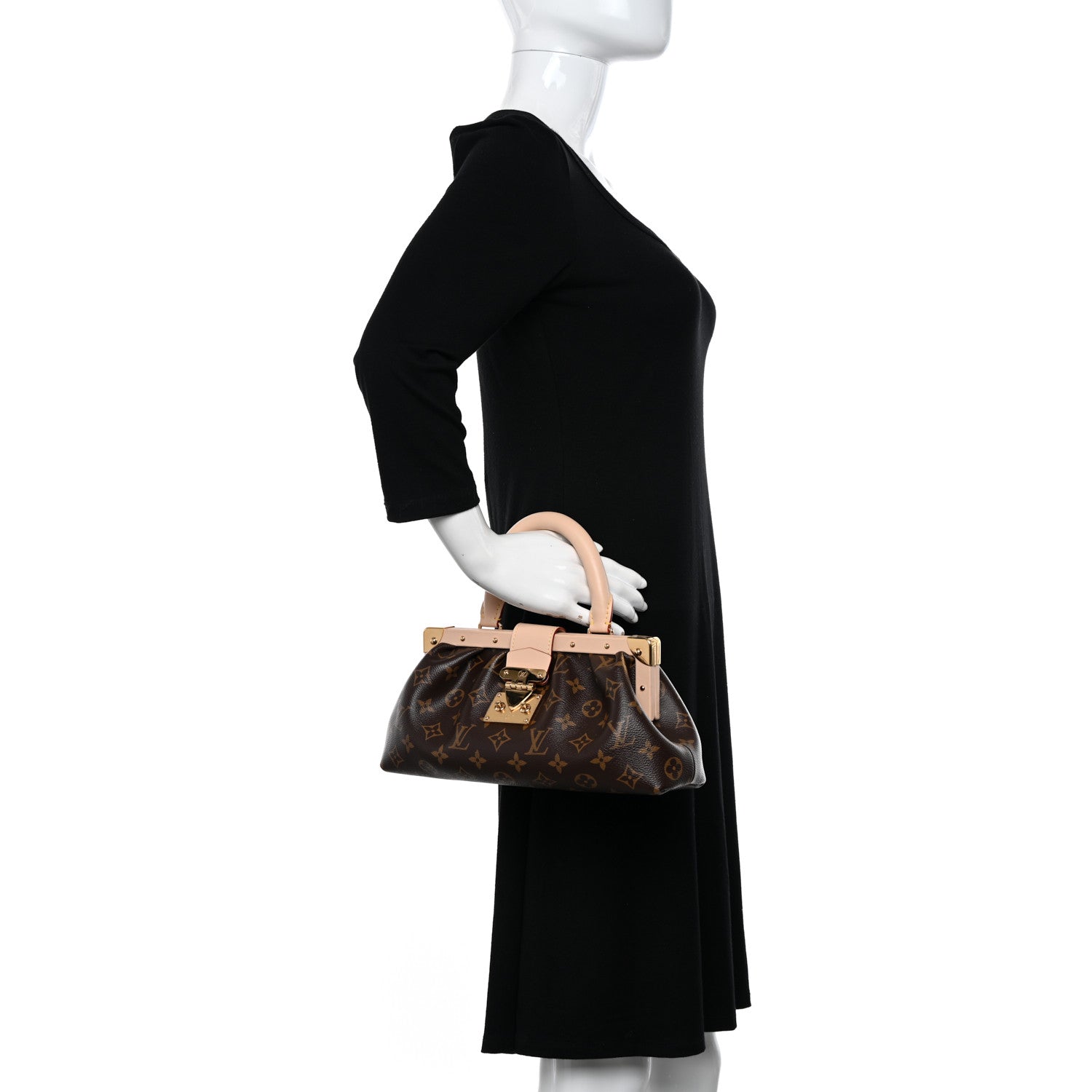 Louis Vuitton Monogram Top Handle Clutch Handbag – Brown