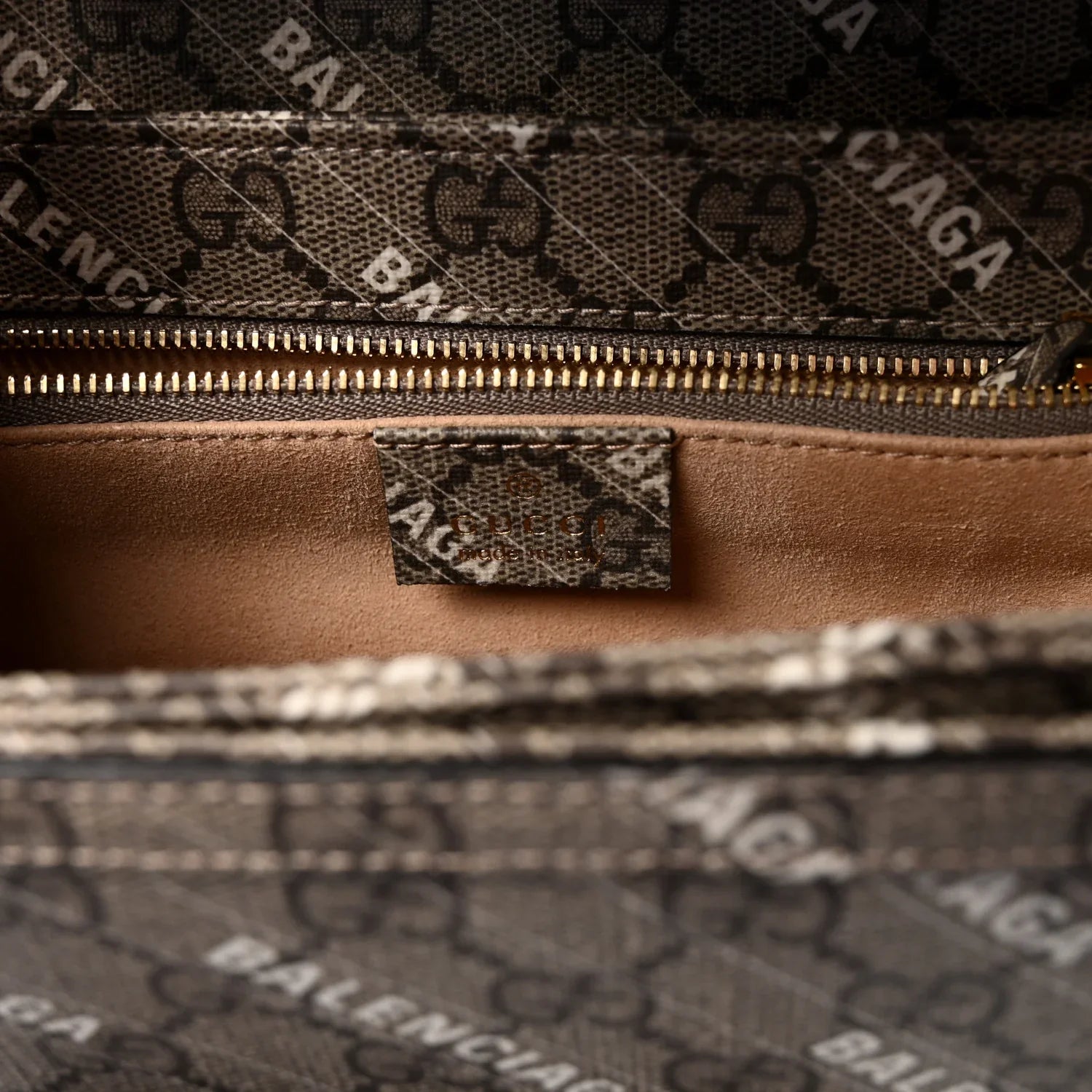 Gucci X Balenciaga GG Supreme Horsebit 1955 Small Shoulder Bag – Beige