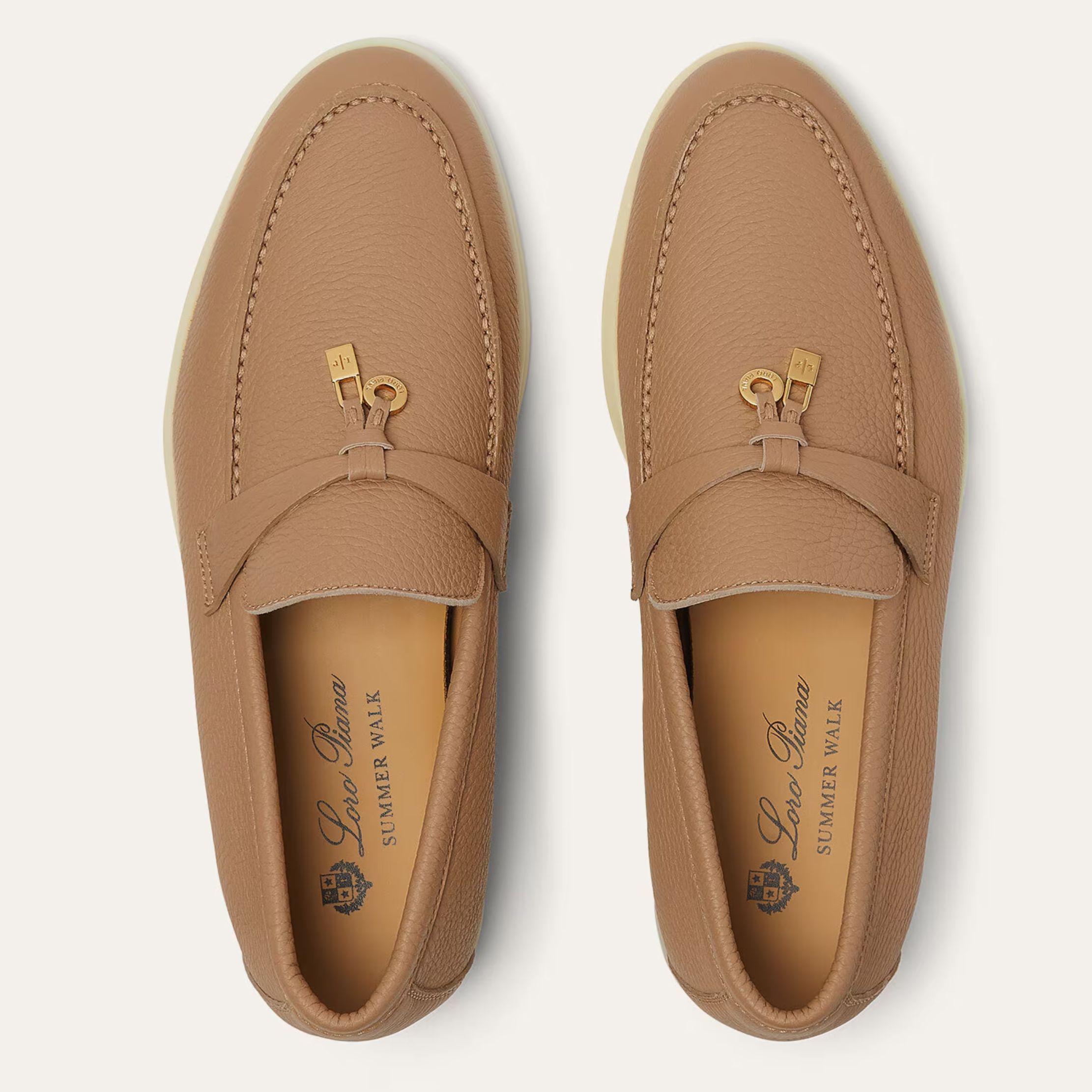 Loro Piana Summer Charms Walk Deerskin Loafers - Cream Bignet (20CB)