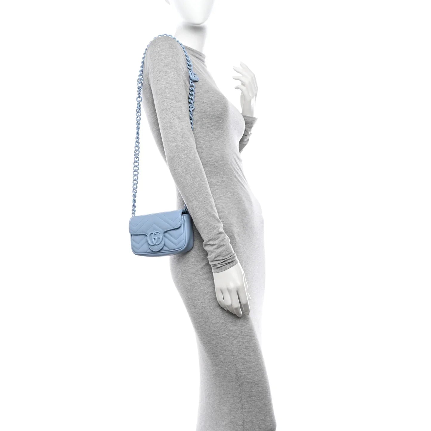 Gucci GG Marmont Leather Chain Belt Bag – Blue