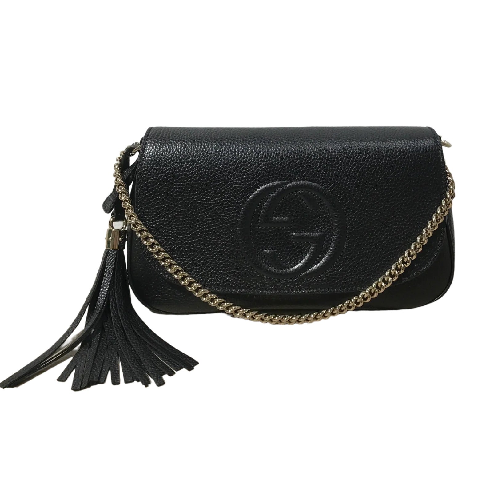 Gucci Pebbled Calfskin Soho Medium Flap Bag – Black