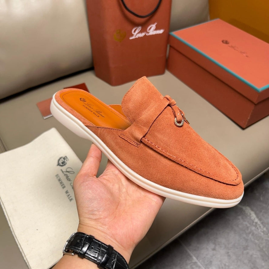 Loro Piana Babouche Charms Walk Suede Loafers - Dusty Orange (L0BF)
