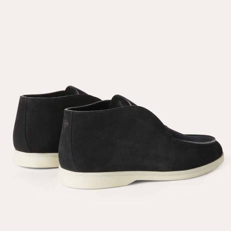 Loro Piana Open Walk Chukka Suede Ankle Boots - Black (8000)