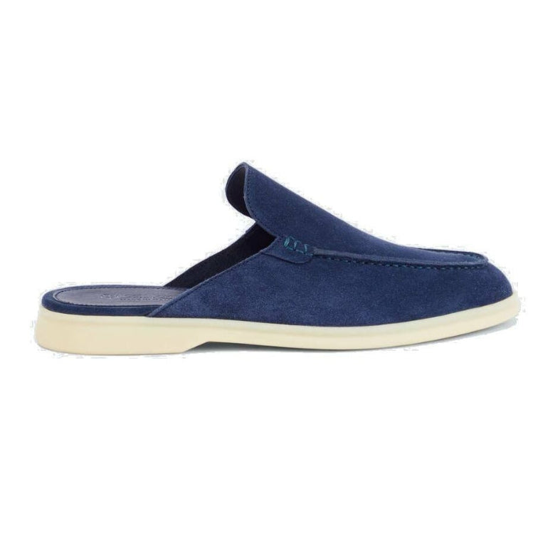 Loro Piana Babouche Walk Suede Slippers - Racing Blue (202)