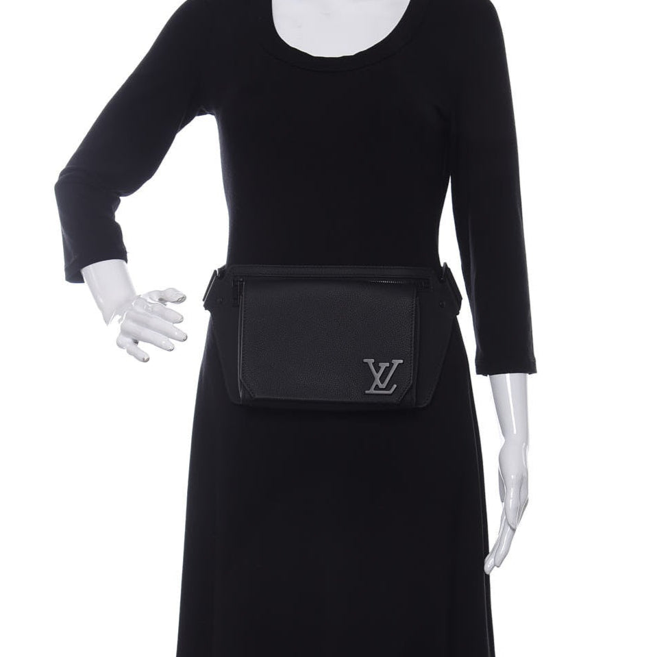 Louis Vuitton Grained Calfskin Aerogram Takeoff Sling - Black