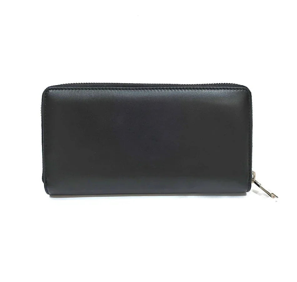Gucci Long Wallet Embroidery Leather Pouch – Black
