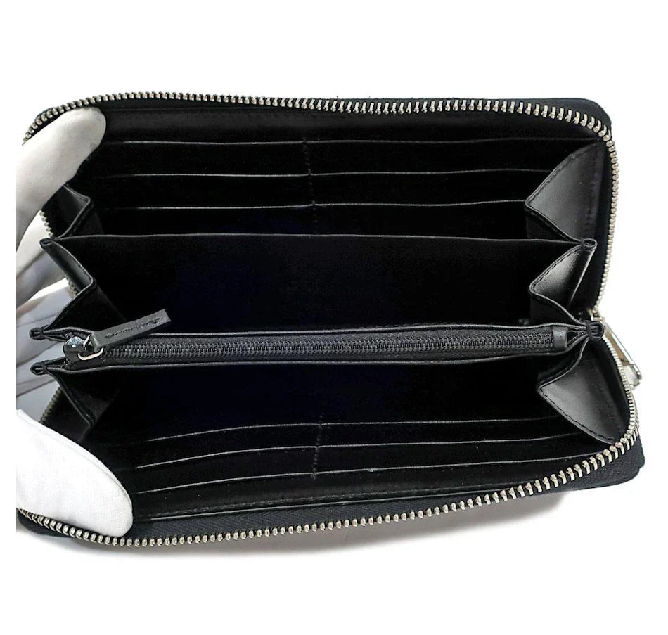 Gucci Long Wallet Embroidery Leather Pouch – Black