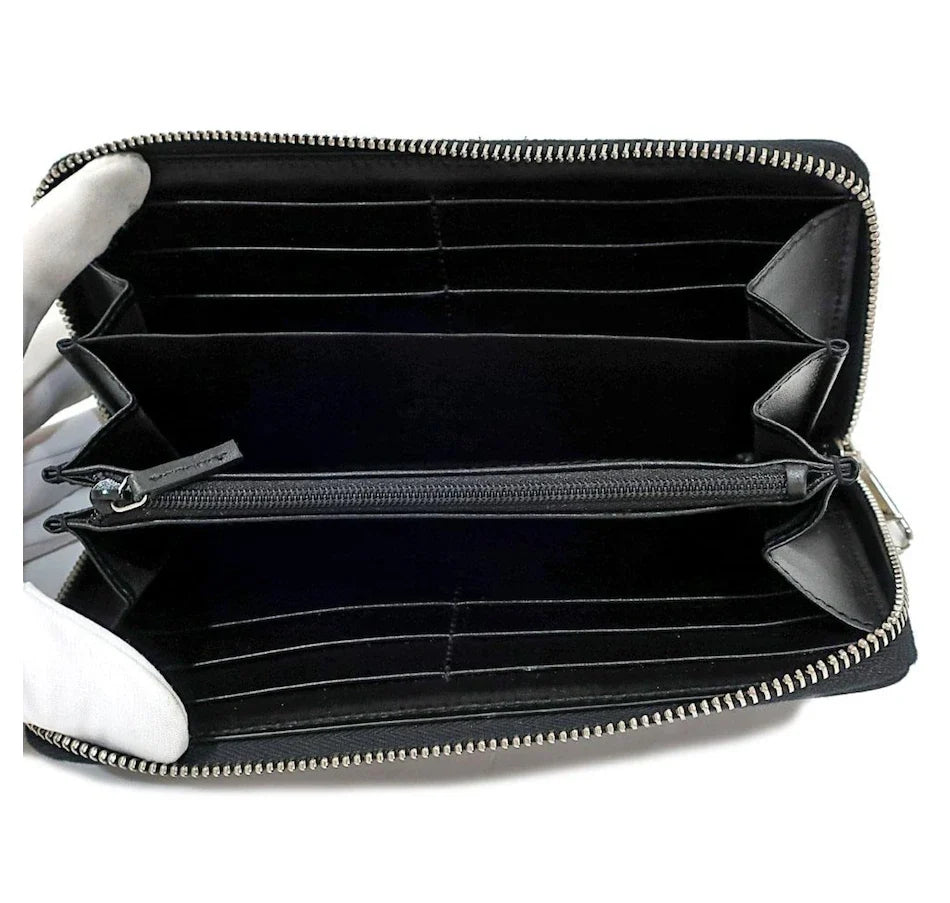 Gucci Long Wallet Embroidery Leather Pouch – Black