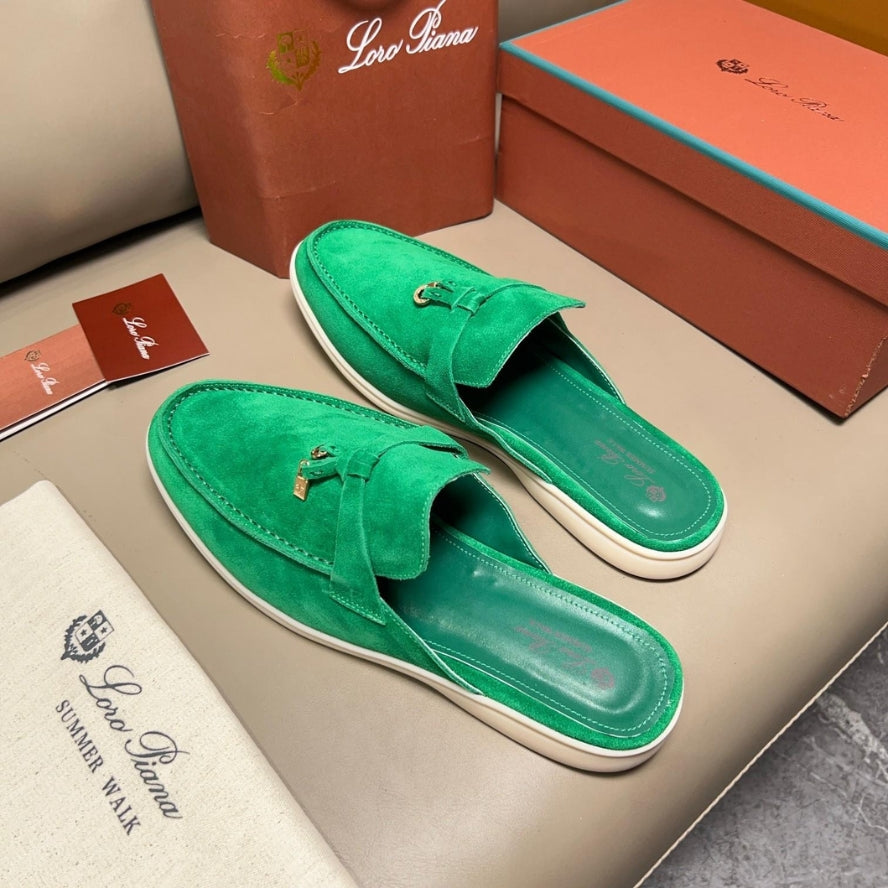 Loro Piana Babouche Charms Walk Slippers - Forest Leaves (50RT)