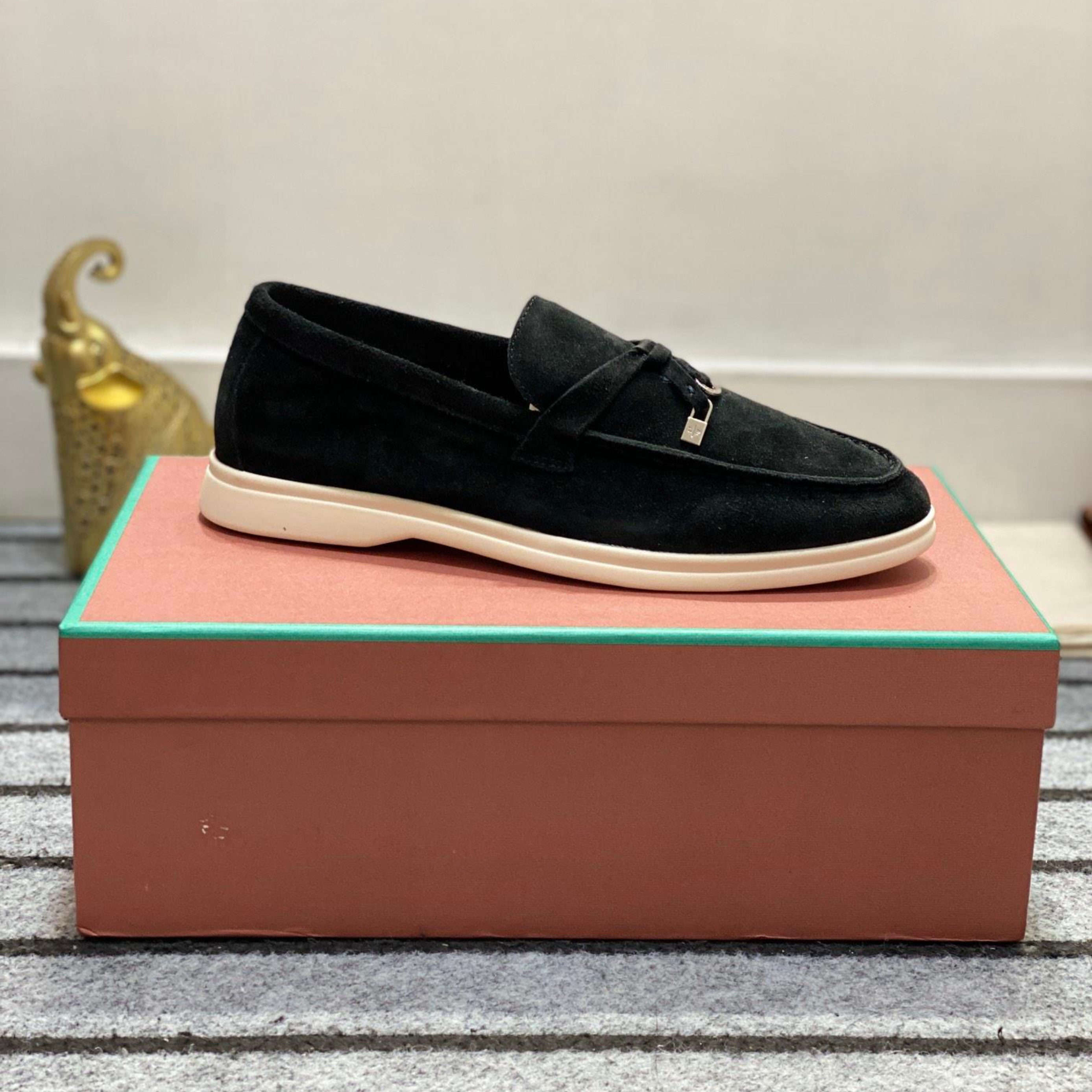 Loro Piana Summer Charm Suede Loafers - Black (029)
