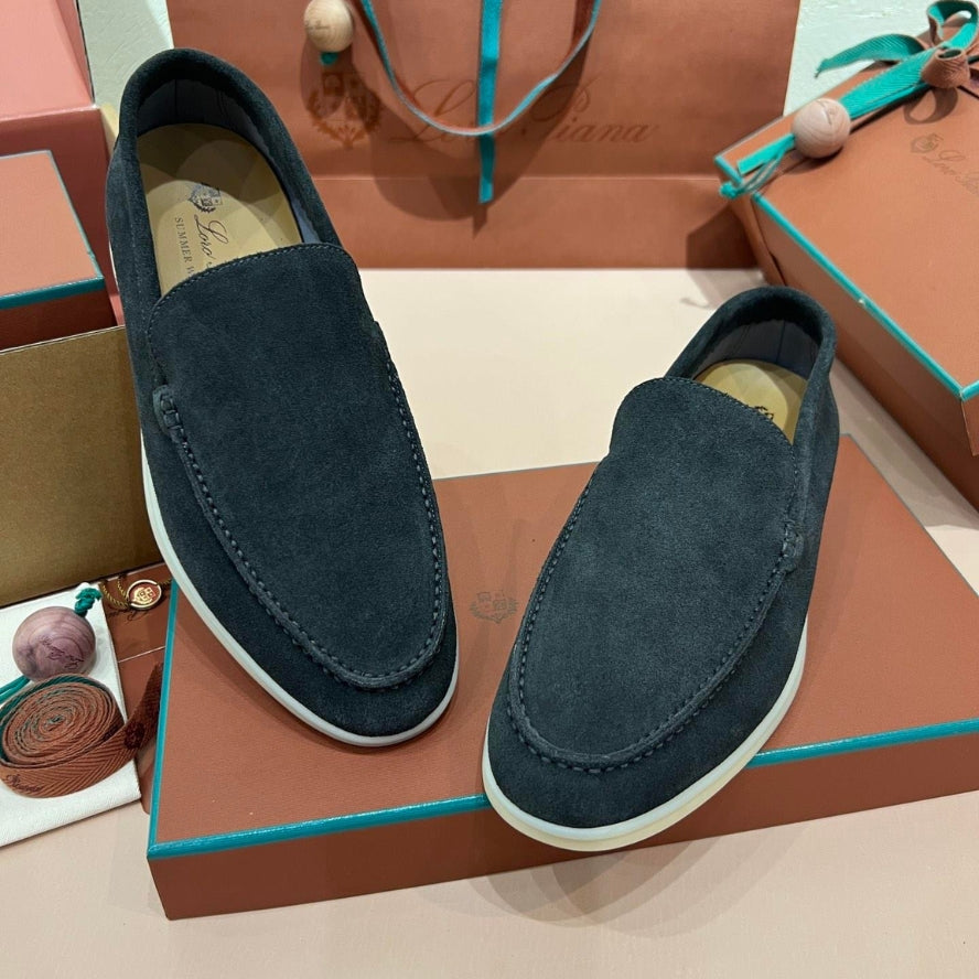 Loro Piana Ocean Front Suede Loafers - Dark Green (133)