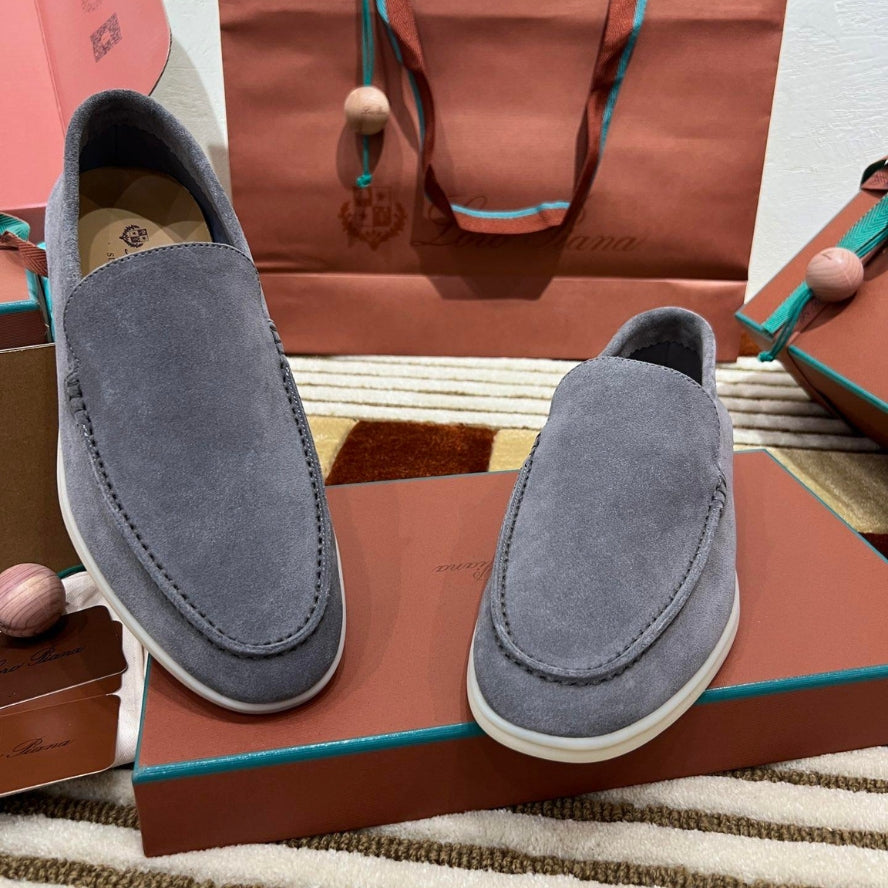 Loro Piana Summer Walk Suede Loafers - Frozen Blue (131)