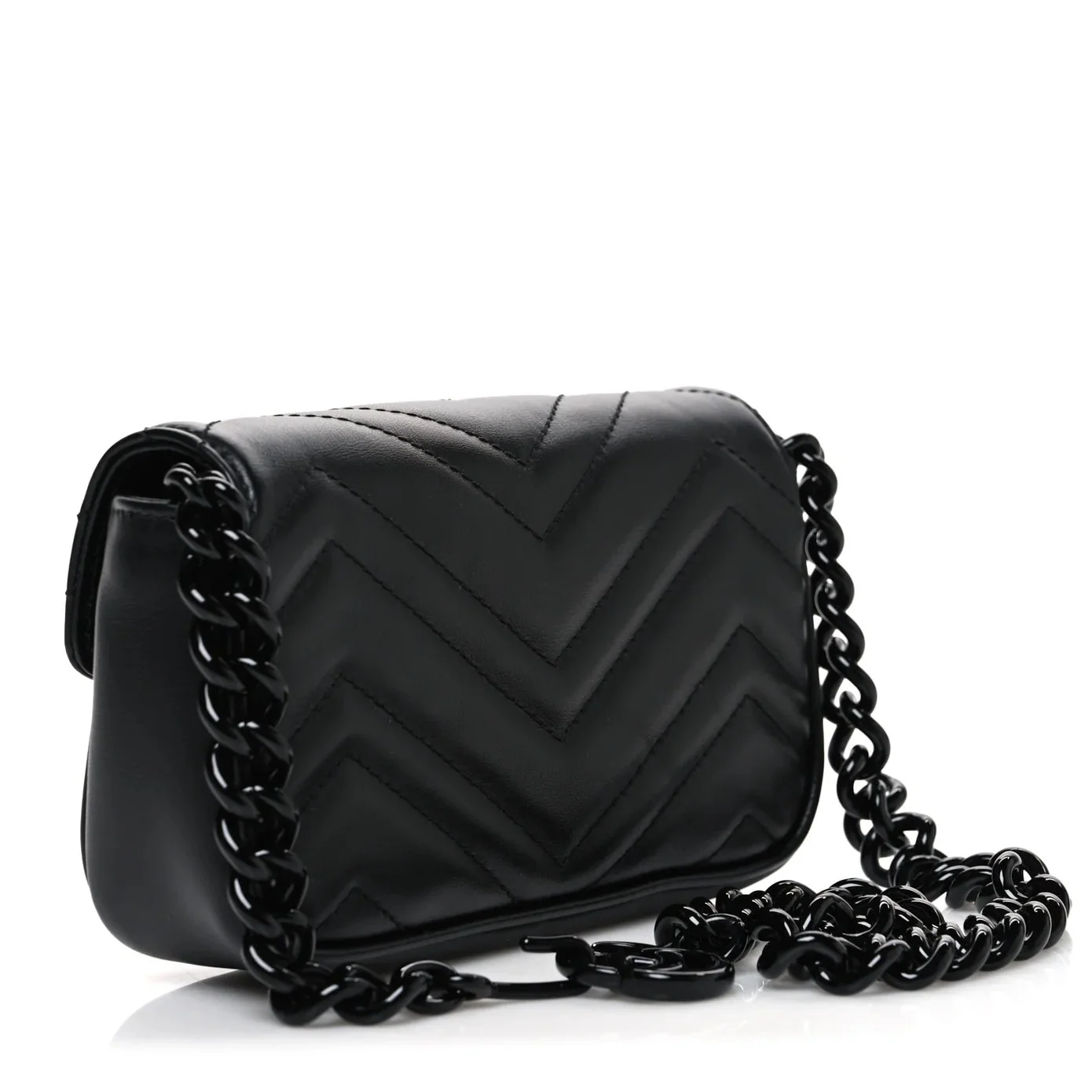 Gucci GG Marmont Leather Chain Belt Bag – Black
