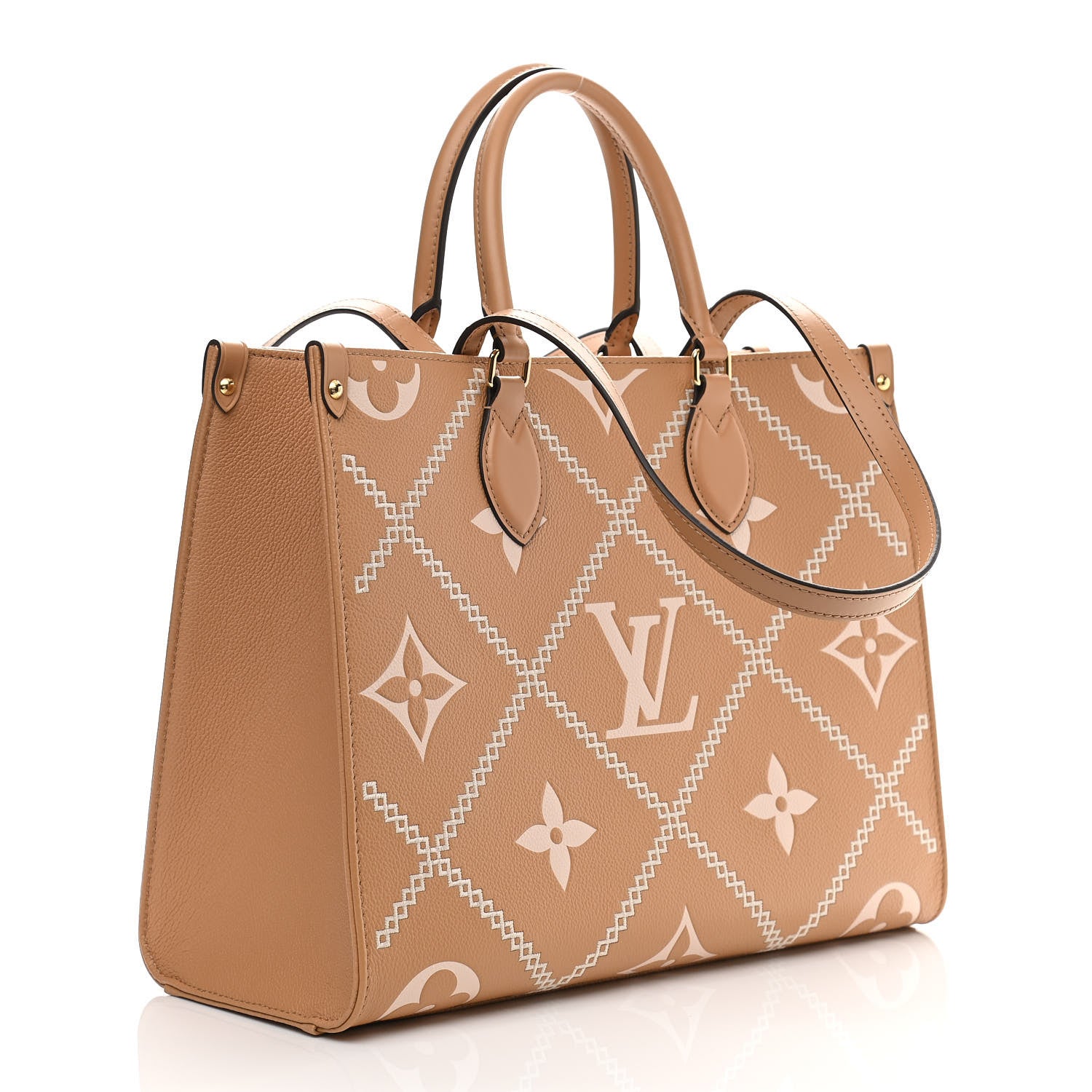 Louis Vuitton Empreinte Monogram Giant Broderies OnTheGo MM Tote Bag - Light Brown