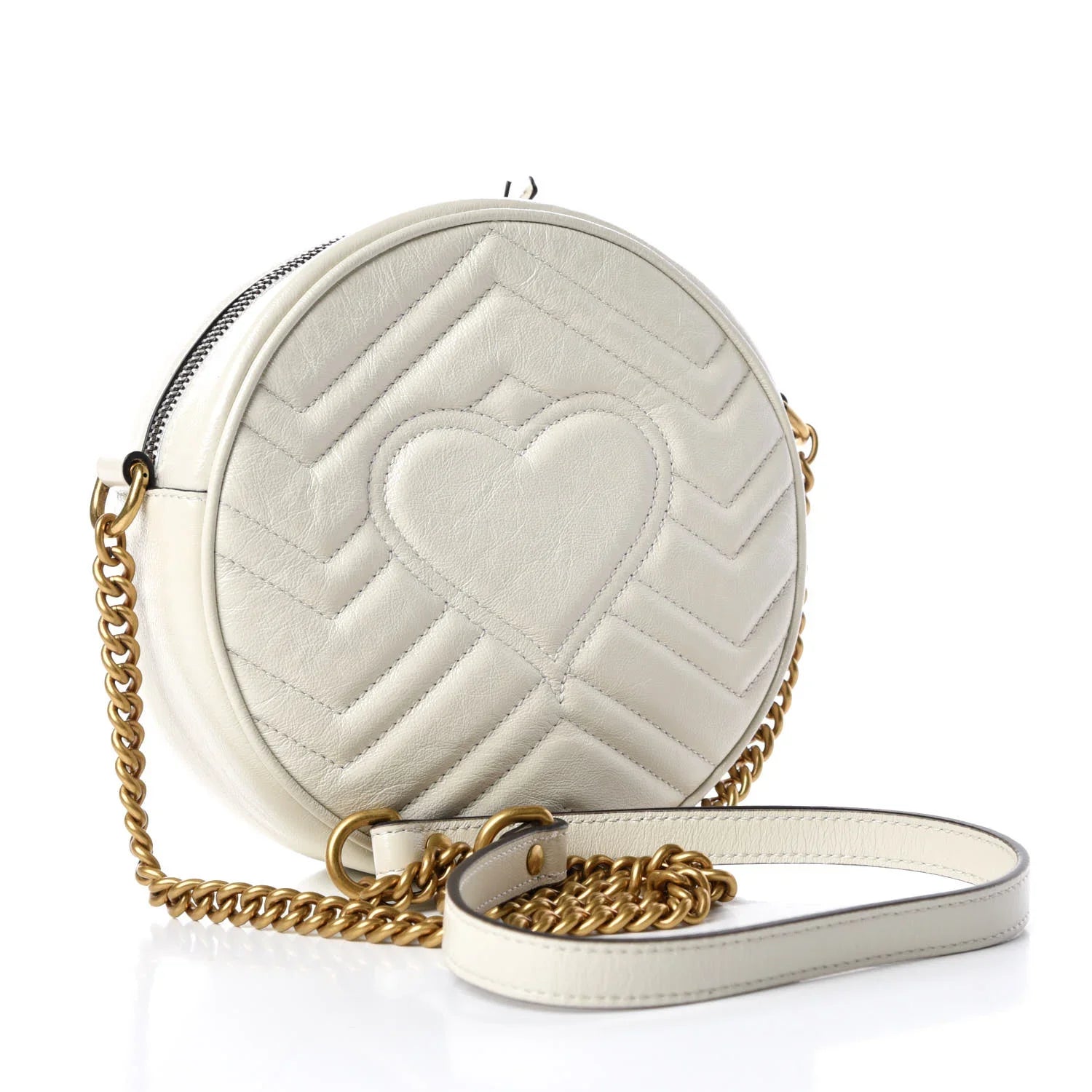 Gucci Azalea Marmont Round Mini Shoulder Bag – White