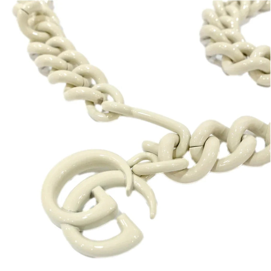 Gucci GG Marmont Leather Chain Belt Bag – White