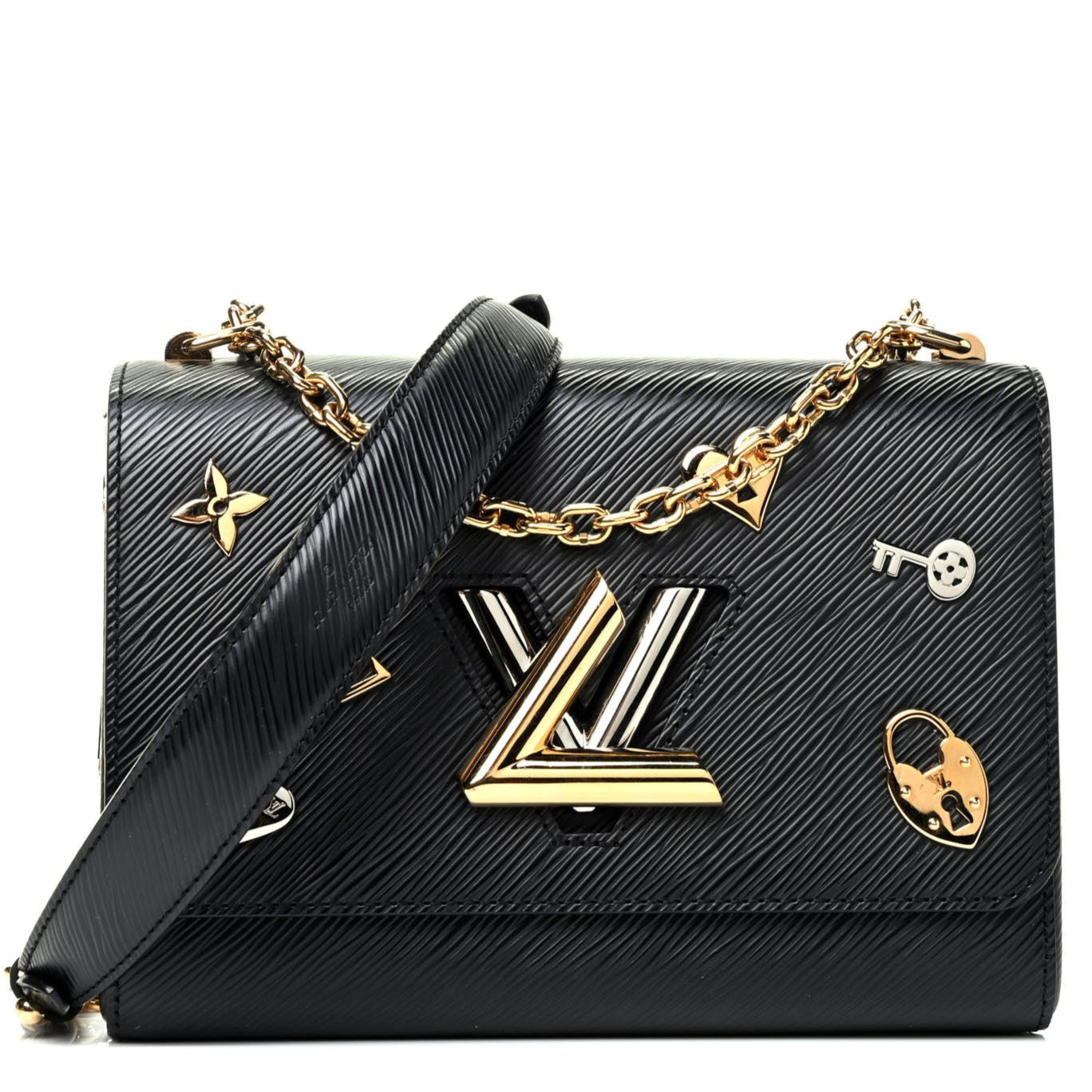 Louis Vuitton Epi Love Lock Twist MM Shoulder Bag - Black