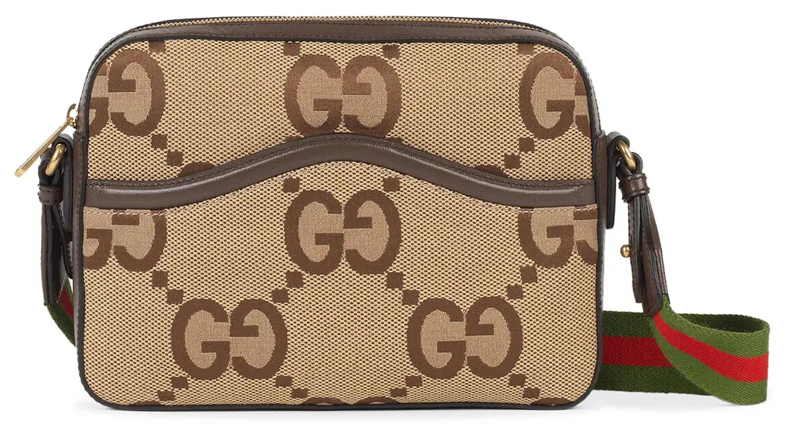 Gucci Jumbo GG Monogram Messenger Crossbody Bag – Beige
