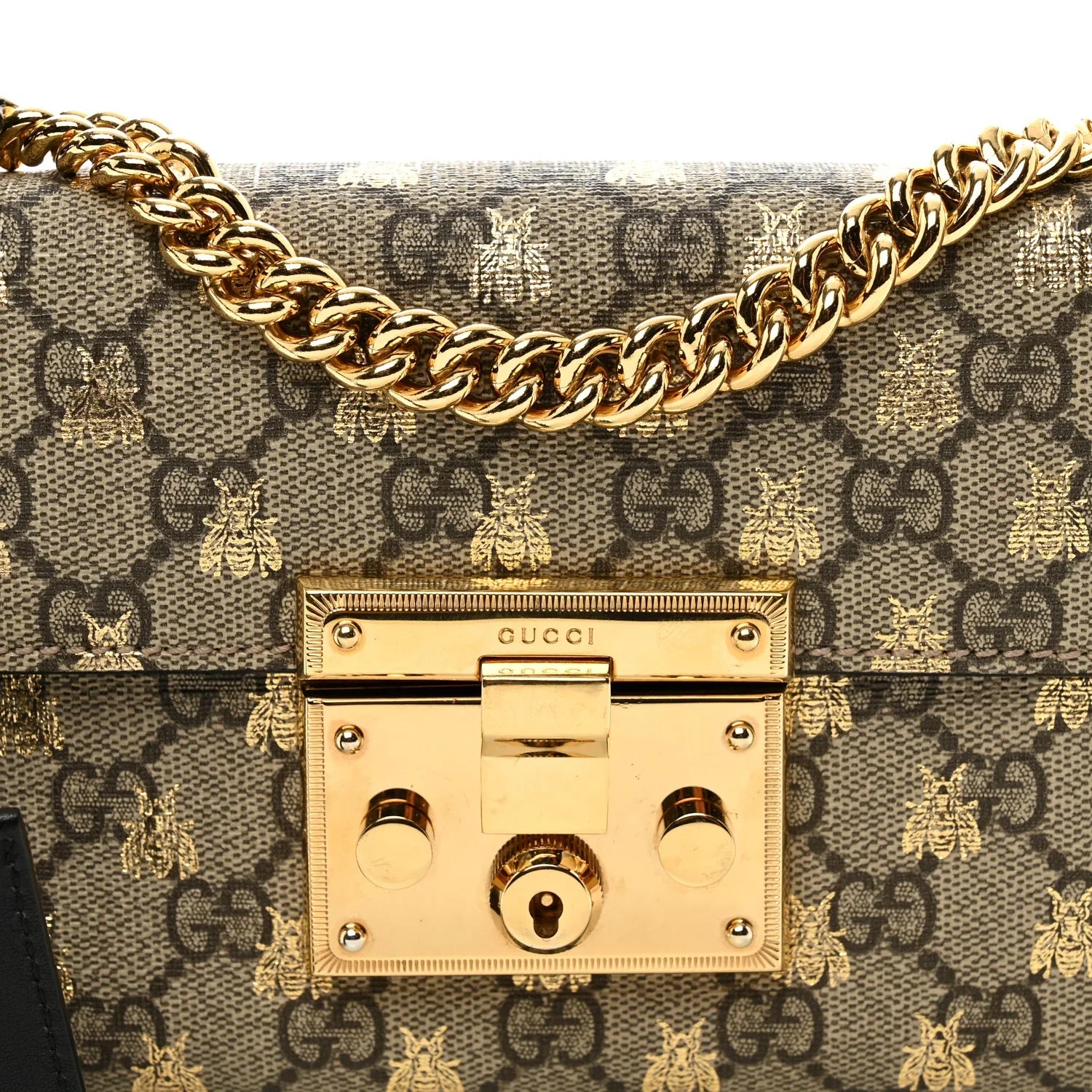 Gucci Bees Padlock Small Shoulder Bag – Beige