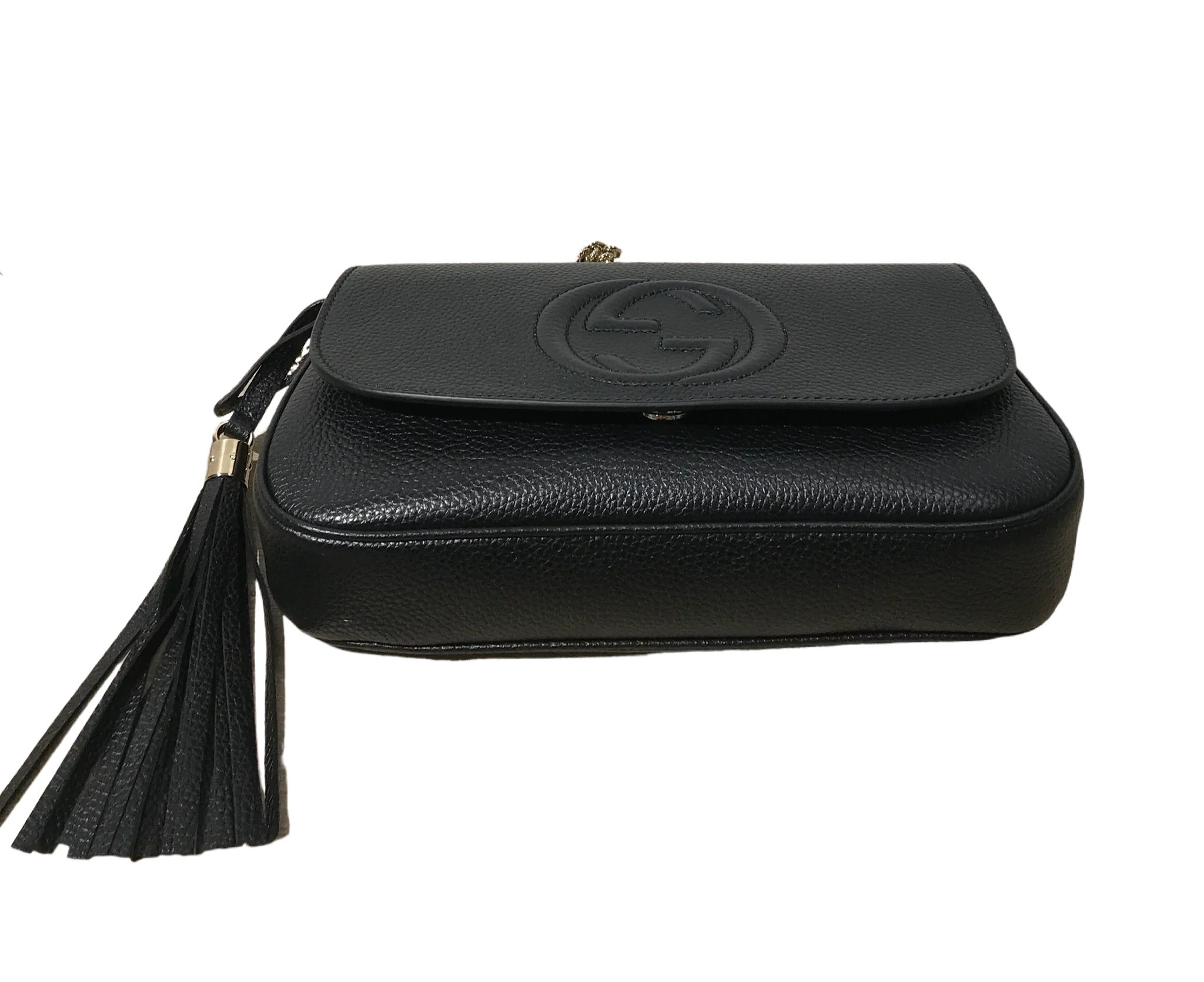 Gucci Pebbled Calfskin Soho Medium Flap Bag – Black