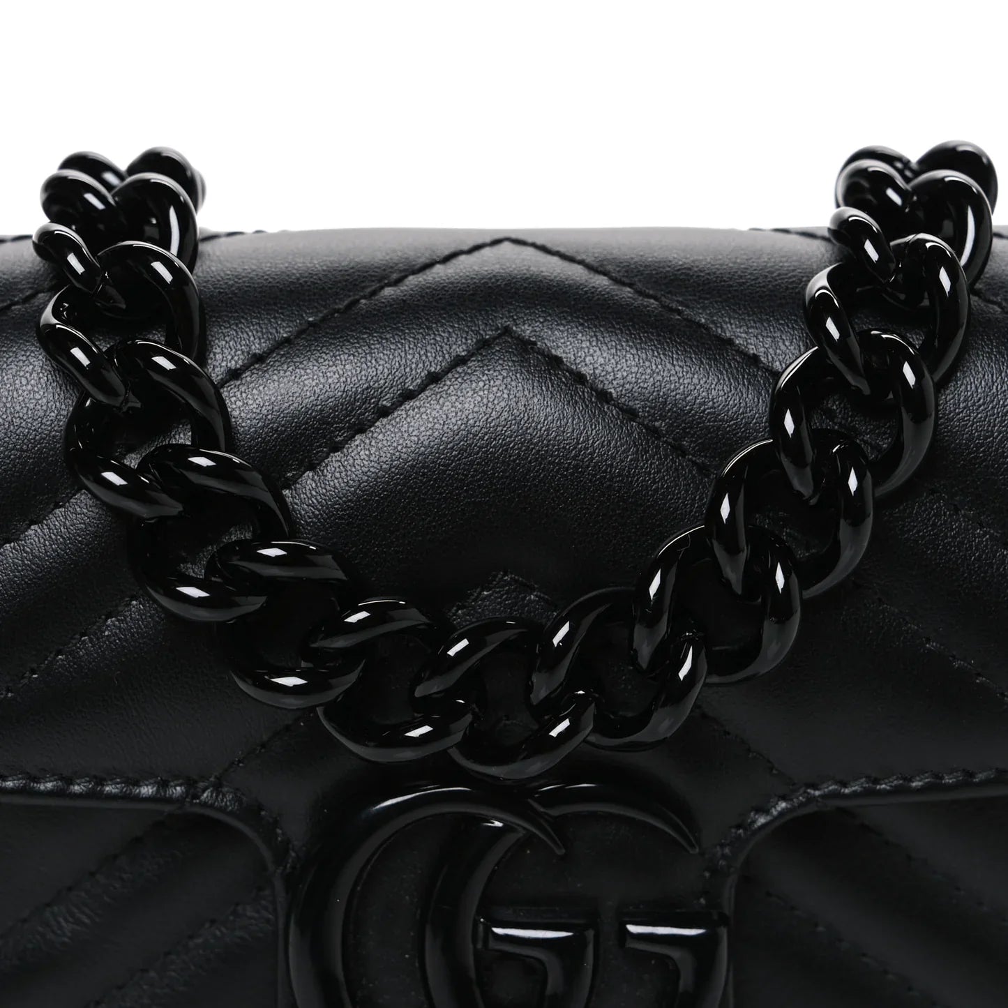 Gucci GG Marmont Leather Chain Belt Bag – Black