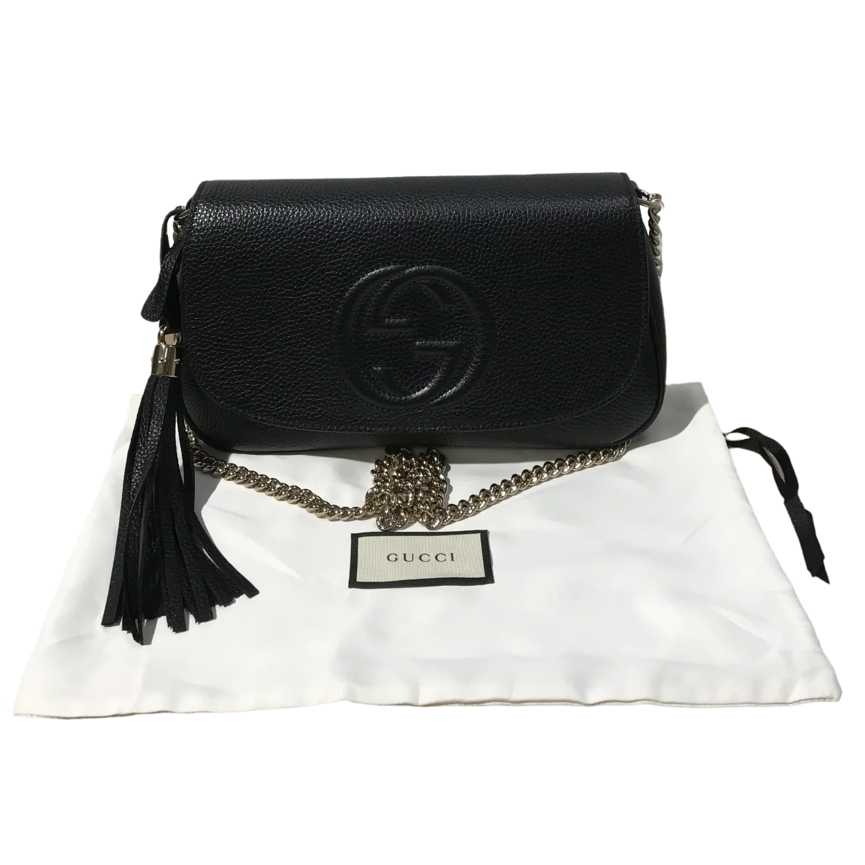 Gucci Pebbled Calfskin Soho Medium Flap Bag – Black