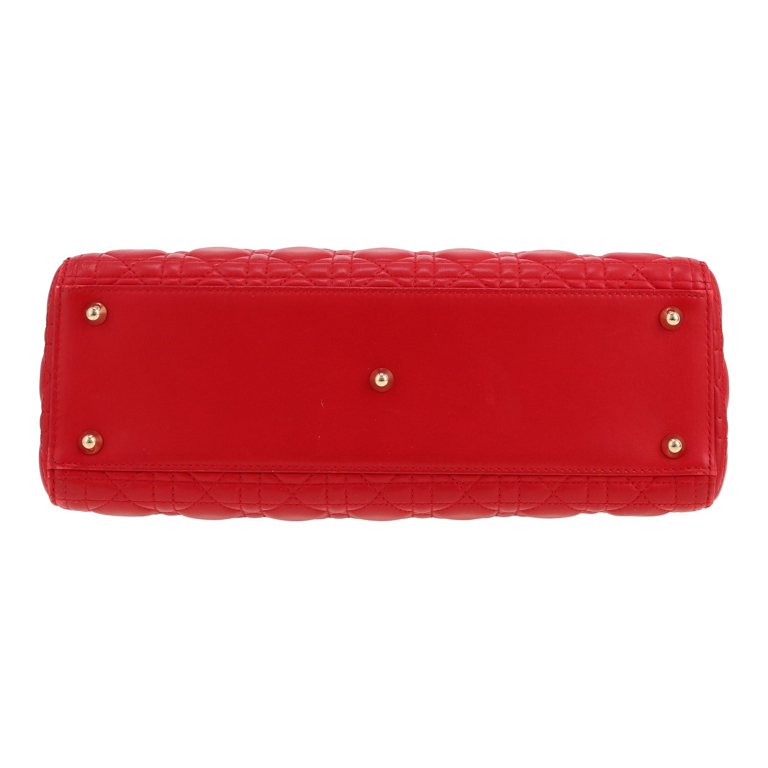 Dior Large Lady Dior Cannage Leather Bag - Red