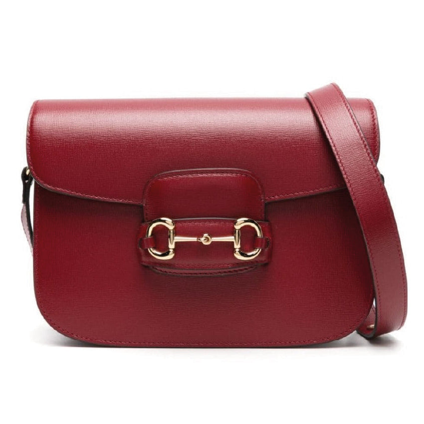 Gucci 1955 Horsebit Leather Shoulder Bag – Red